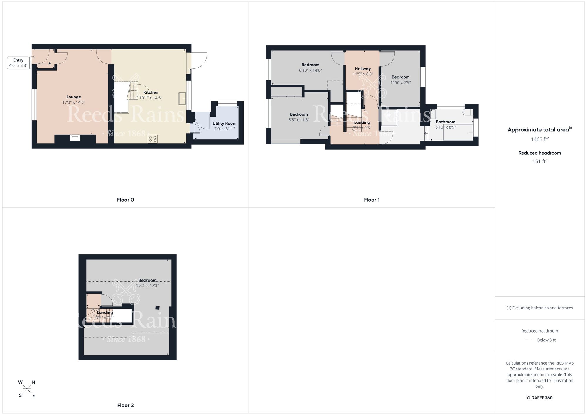 Floorplan of 4 bedroom Mid Terrace House for sale, Temperance Terrace, Ushaw Moor, Durham, DH7