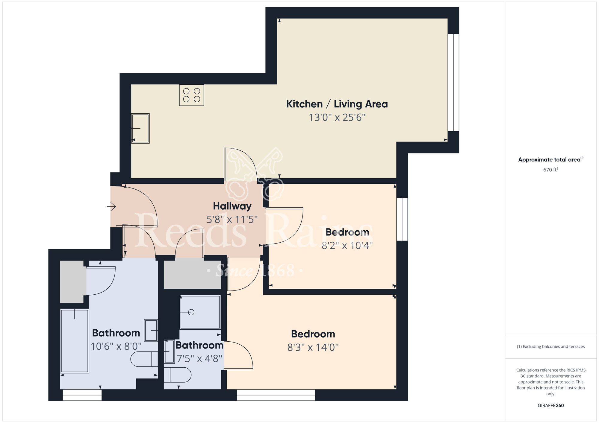 Floorplan of 2 bedroom  Flat for sale, Edmunds Vale, The Sands, Durham, DH1