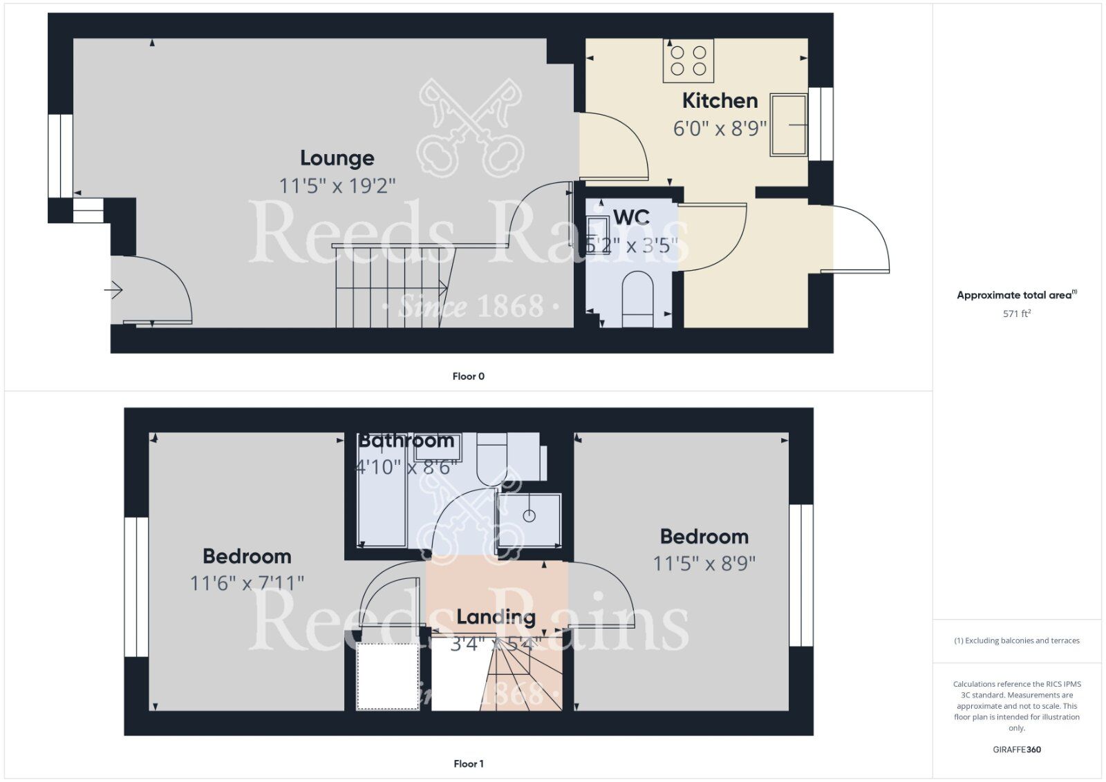 Floorplan of 2 bedroom Mid Terrace House to rent, Hazel Court, Haswell, Durham, DH6
