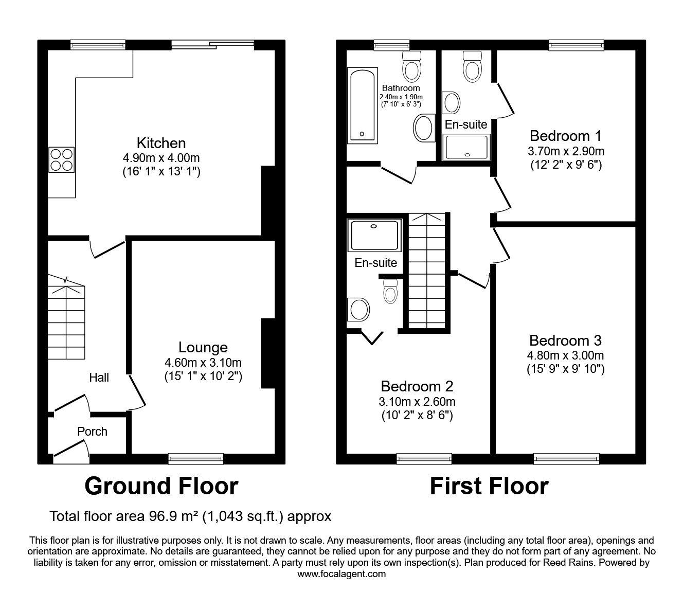 Floorplan of 3 bedroom Mid Terrace House to rent, Providence Place, Durham, DH1