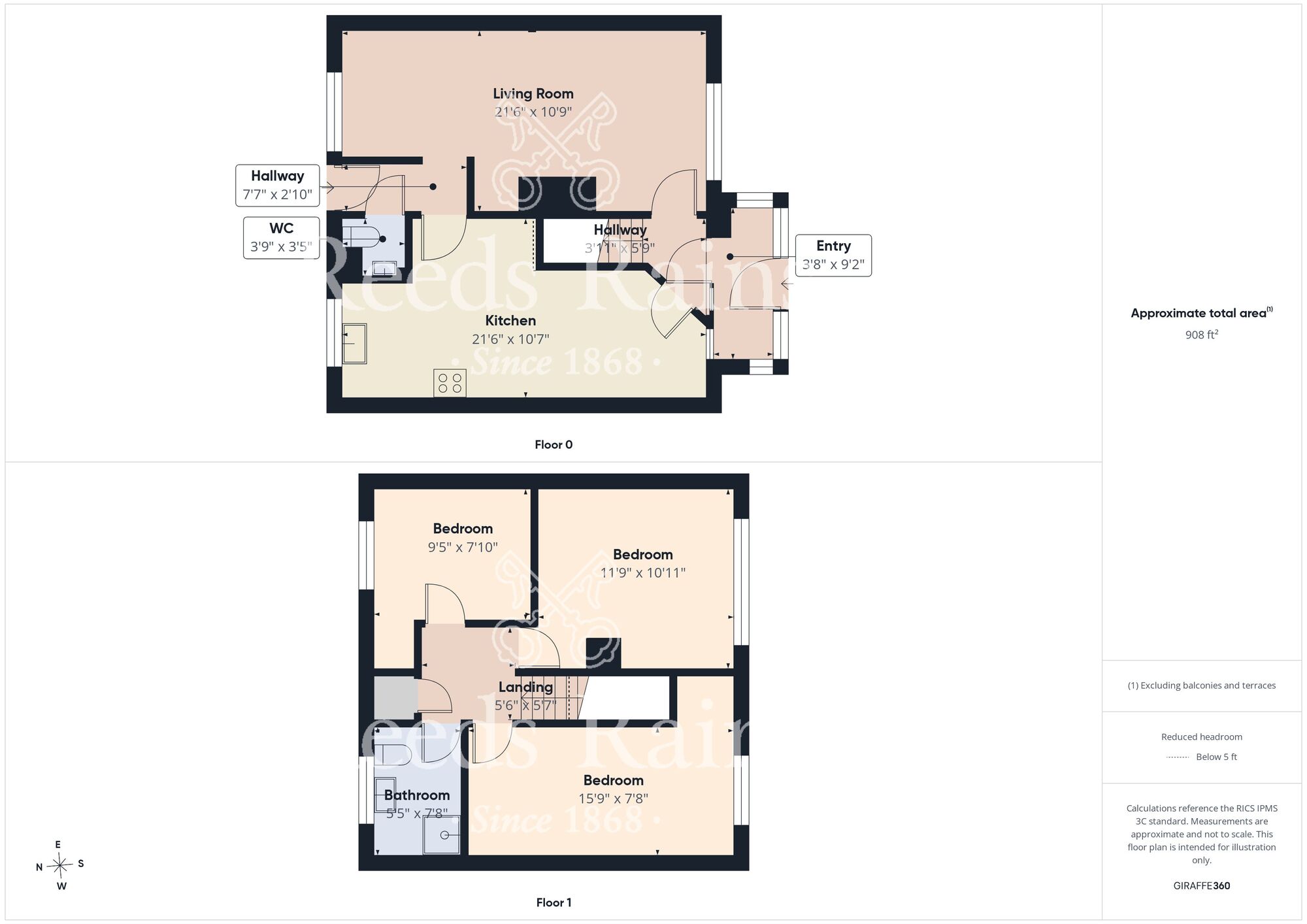 Floorplan of 3 bedroom House to rent, Cheviot Walk, Coundon, Durham, DL14