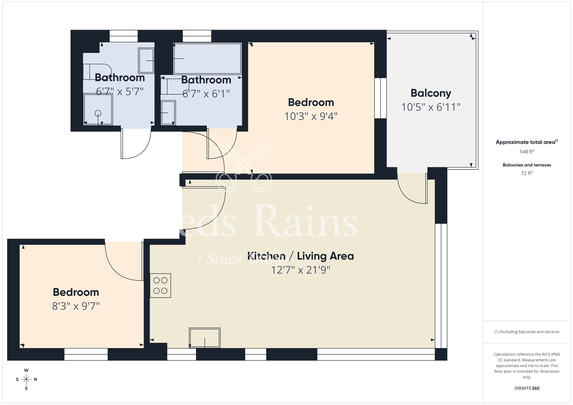 Floorplan of 2 bedroom  Flat for sale, Edmunds Vale, The Sands, Durham, DH1