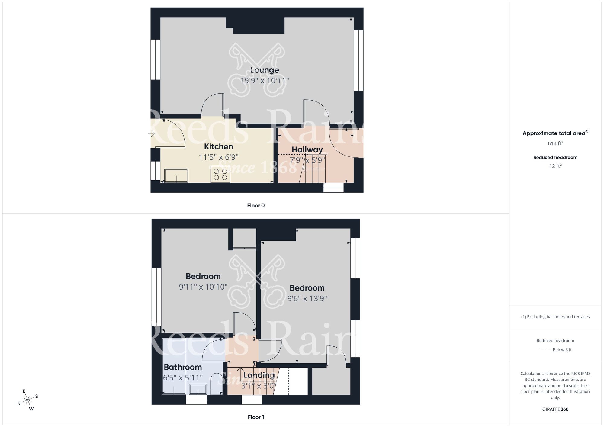 Floorplan of 2 bedroom Semi Detached House for sale, East Clere, Langley Park, Durham, DH7