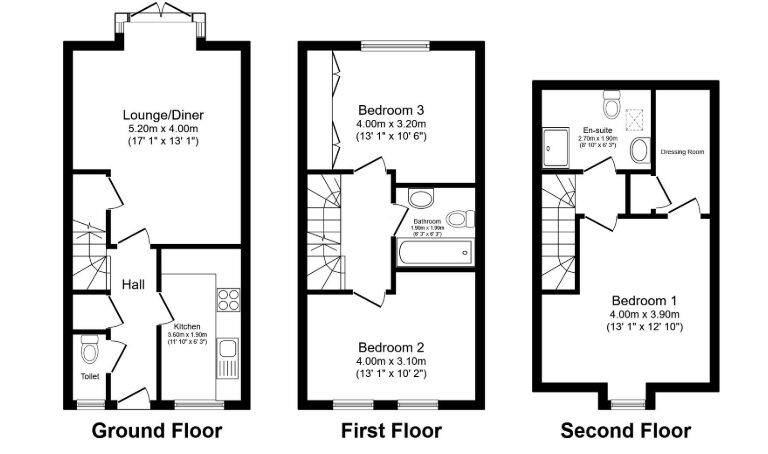 Floorplan of 3 bedroom Mid Terrace House for sale, Old Dryburn Way, Durham City, Durham, DH1