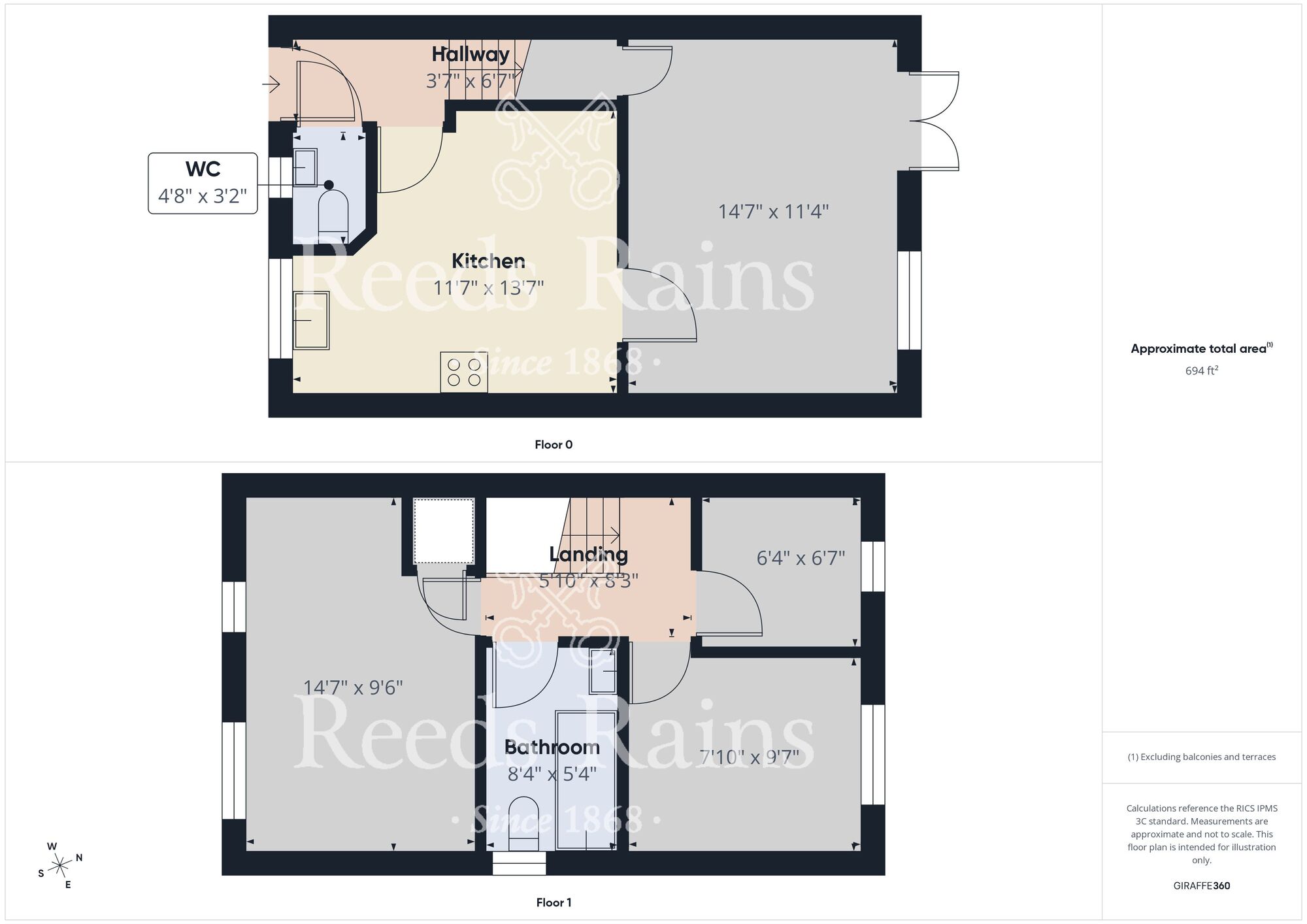 Floorplan of 3 bedroom End Terrace Property to rent, Garden Court, Sherburn, Durham, DH6