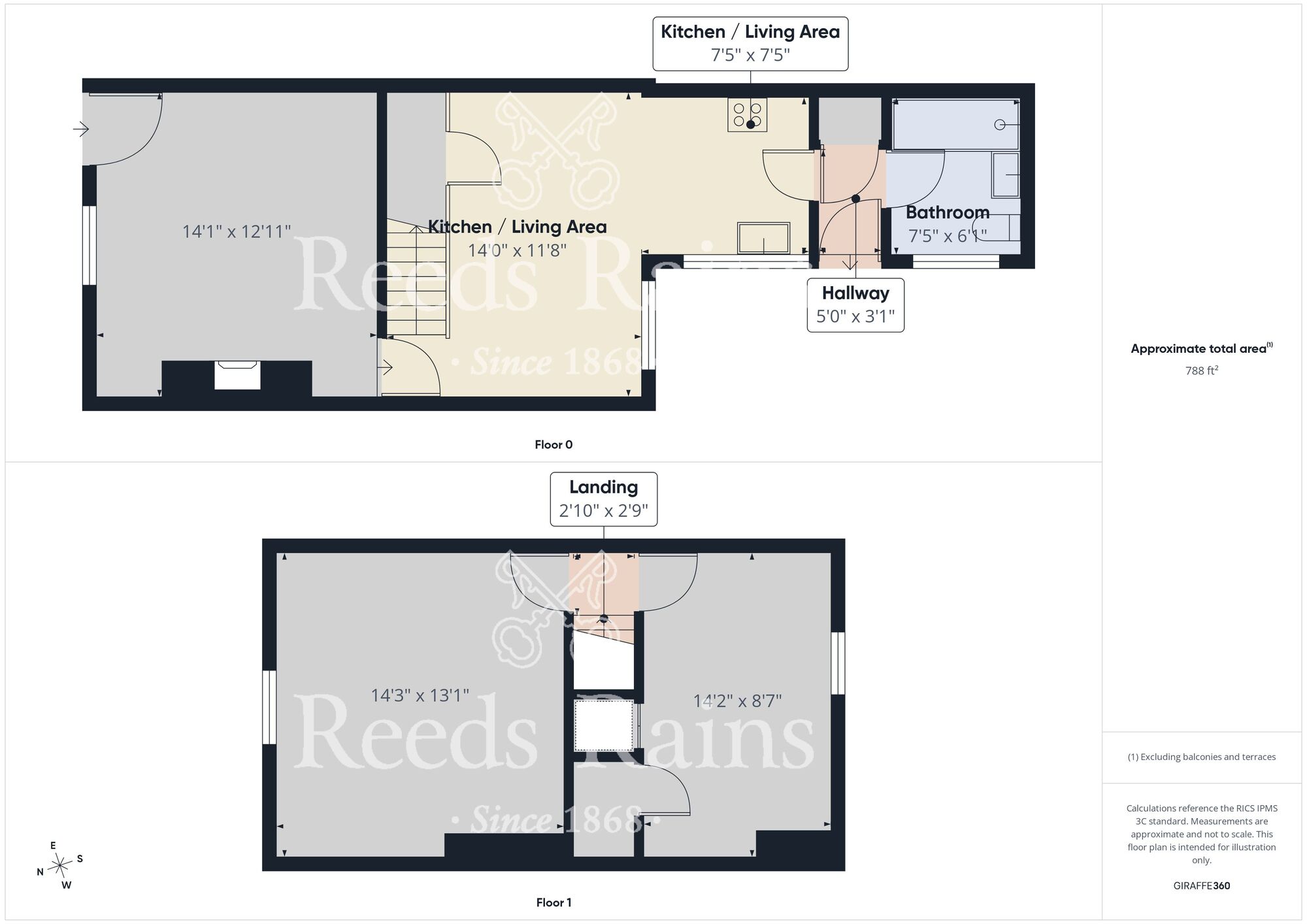 Floorplan of 2 bedroom Mid Terrace House to rent, Waltons Terrace, New Brancepeth, Durham, DH7