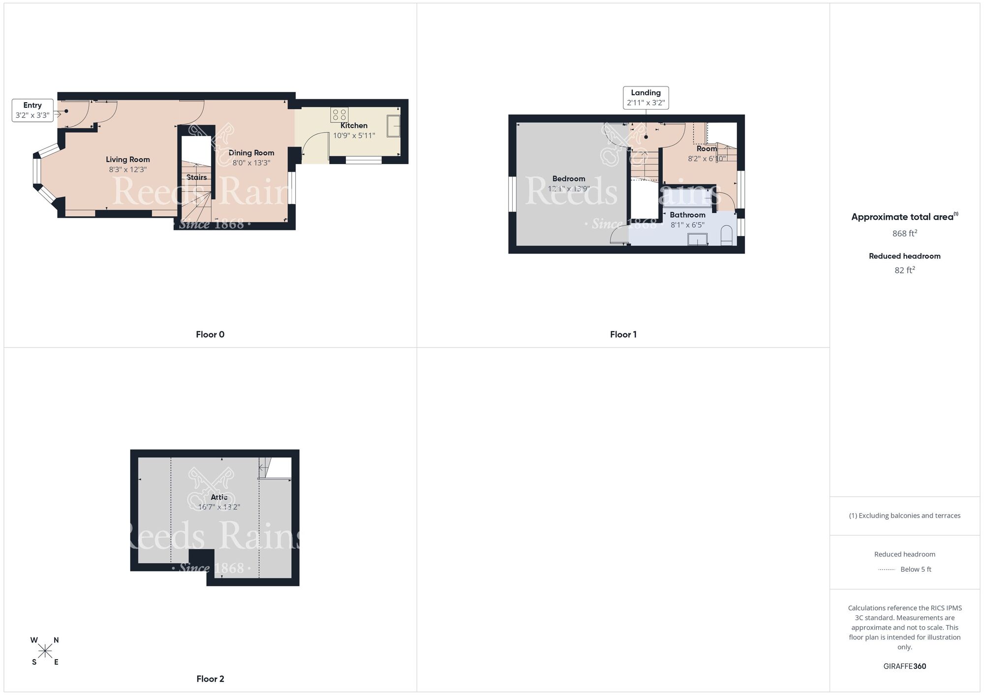 Floorplan of 2 bedroom Mid Terrace House for sale, High View, Ushaw Moor, Durham, DH7
