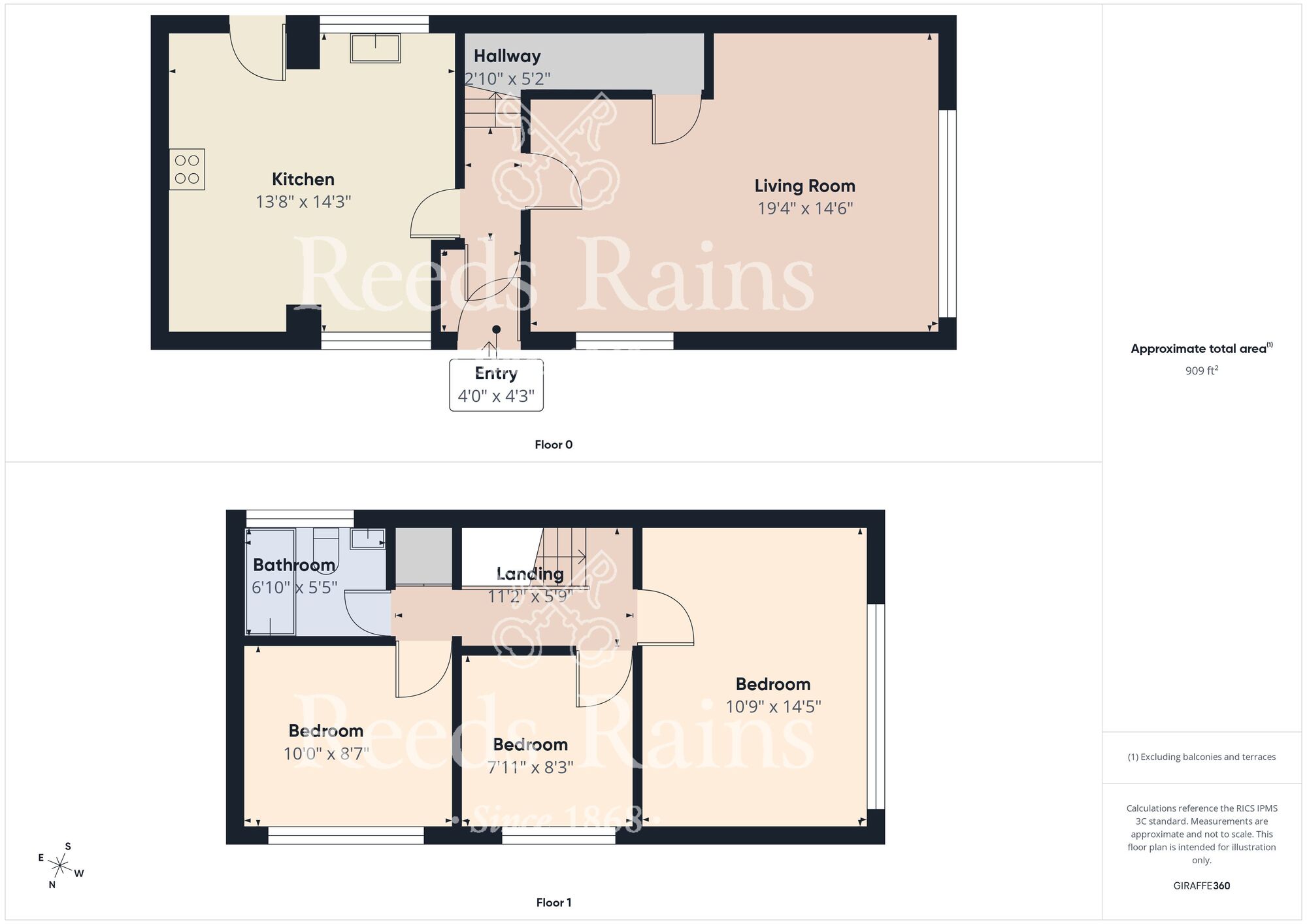 Floorplan of 3 bedroom Semi Detached House for sale, Elmfield Avenue, Gilesgate, Durham, DH1