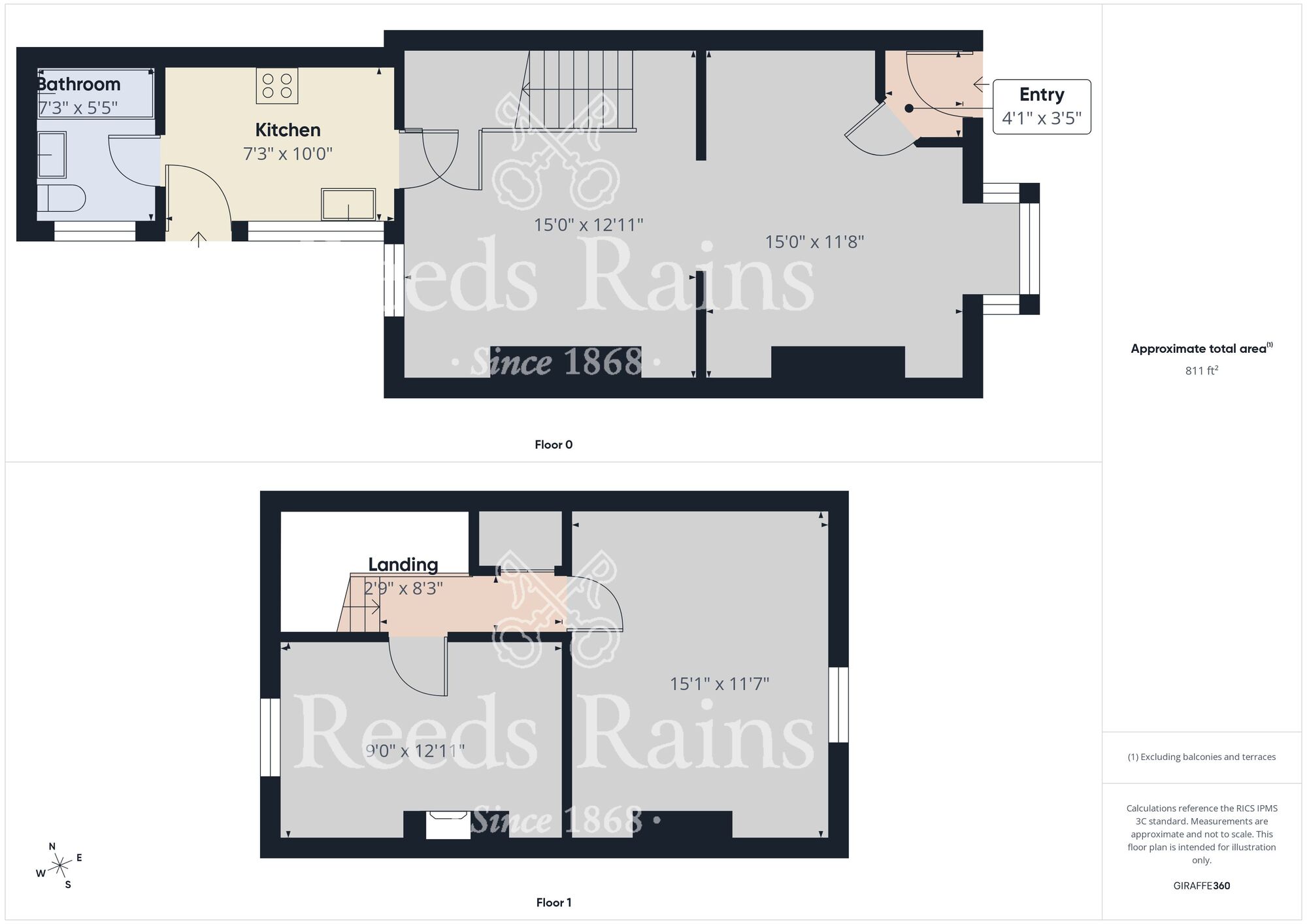 Floorplan of 2 bedroom Mid Terrace House to rent, Clyde Terrace, Coundon, Durham, DL14