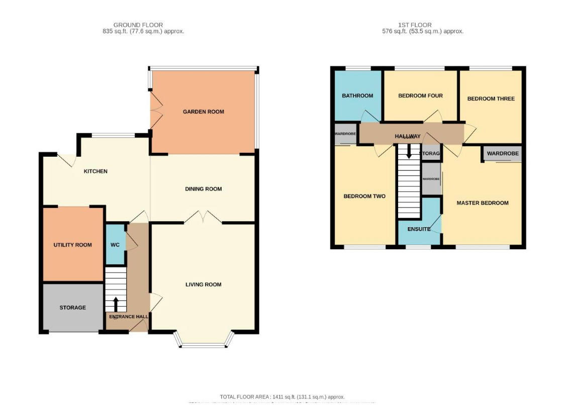 Floorplan of 4 bedroom Detached House for sale, Karles Close, Newton Aycliffe, Durham, DL5