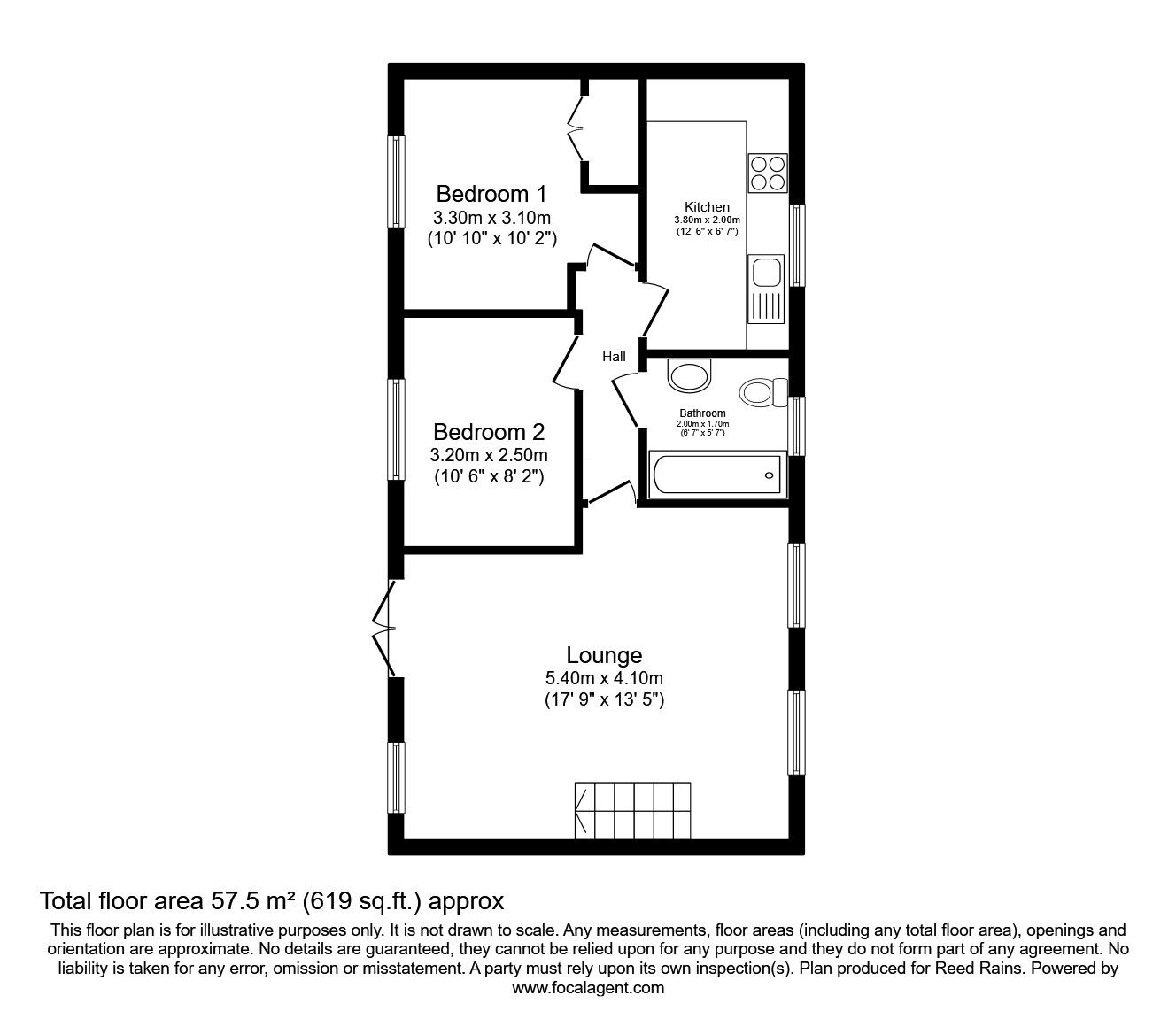 Floorplan of 2 bedroom Flat for sale, Lotherton Drive, Spennymoor, Durham, DL16
