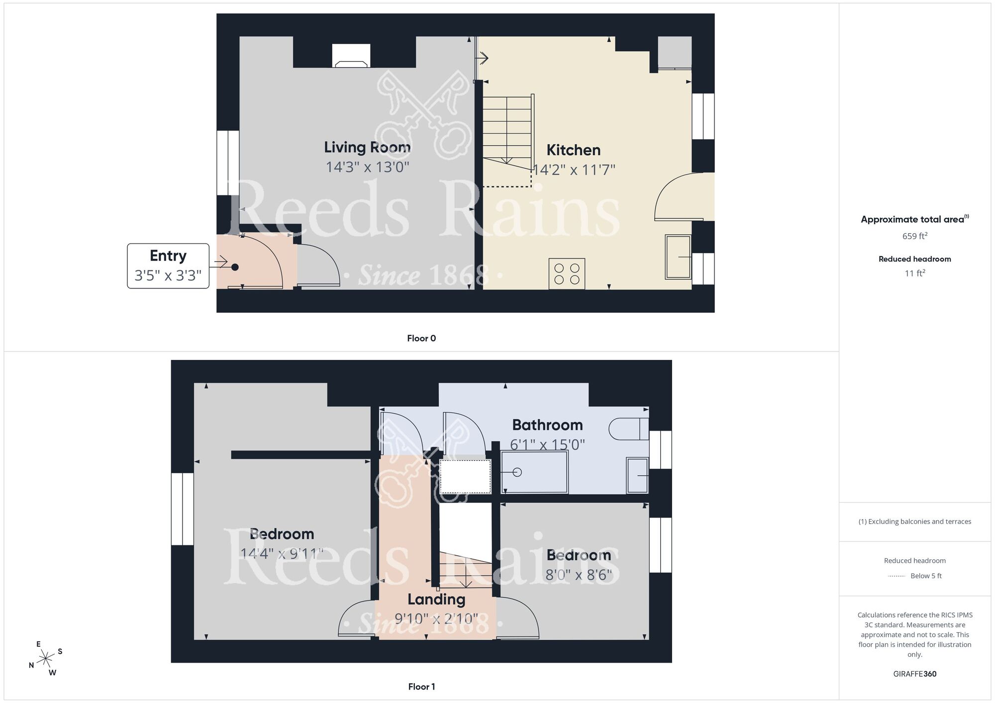 Floorplan of 2 bedroom Mid Terrace House for sale, Waltons Terrace, New Brancepeth, Durham, DH7