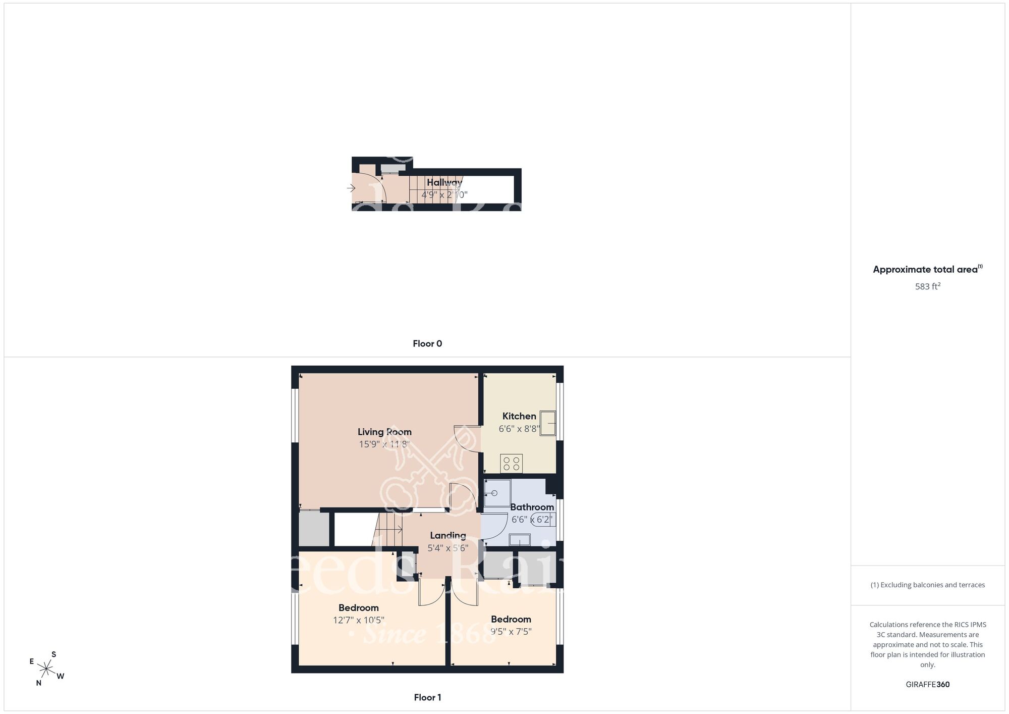 Floorplan of 2 bedroom House for sale, Bollihope Grove, Bishop Auckland, Durham, DL14