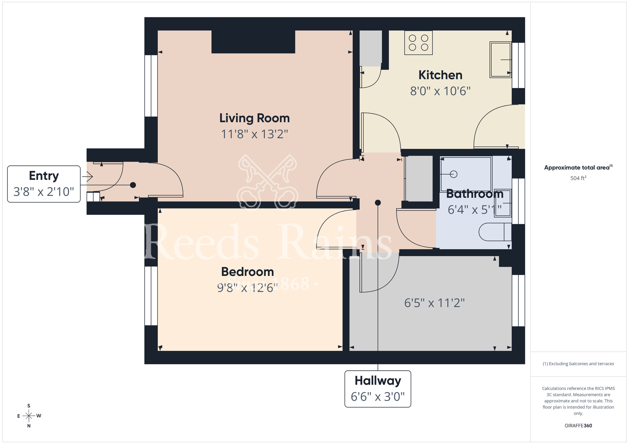 Floorplan of 2 bedroom Semi Detached Bungalow for sale, Hopper Place, Newton Hall, Durham, DH1