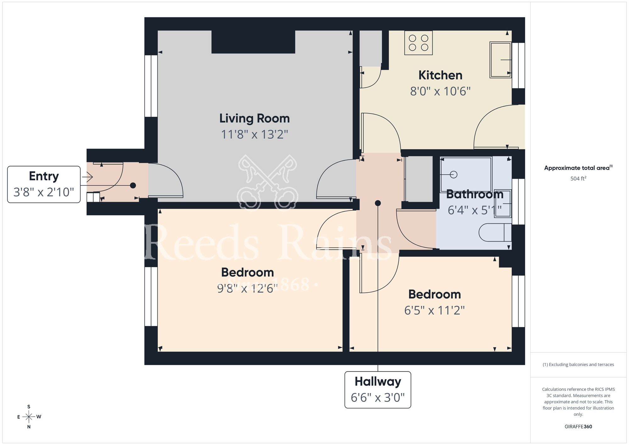 Floorplan of 2 bedroom Semi Detached Bungalow for sale, Hopper Place, Newton Hall, Durham, DH1