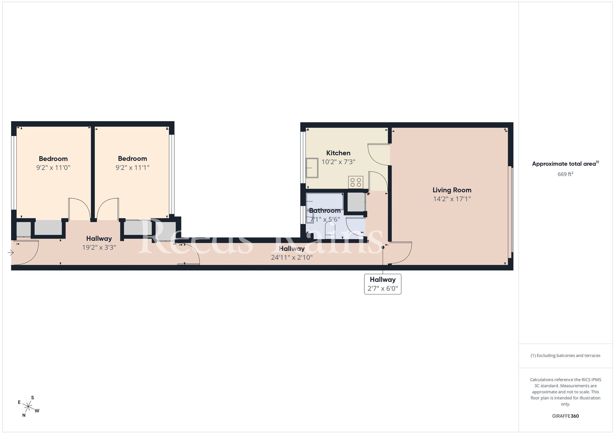 Floorplan of 2 bedroom Mid Terrace Flat to rent, Cheveley Park Shopping Centre, Durham, DH1