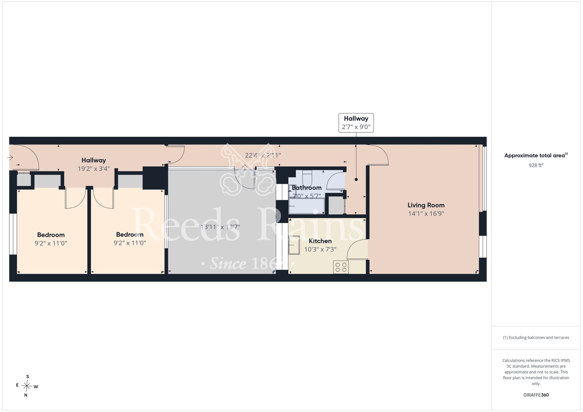 Floorplan of 2 bedroom Mid Terrace Flat to rent, Cheveley Park Shopping Centre, Durham, DH1