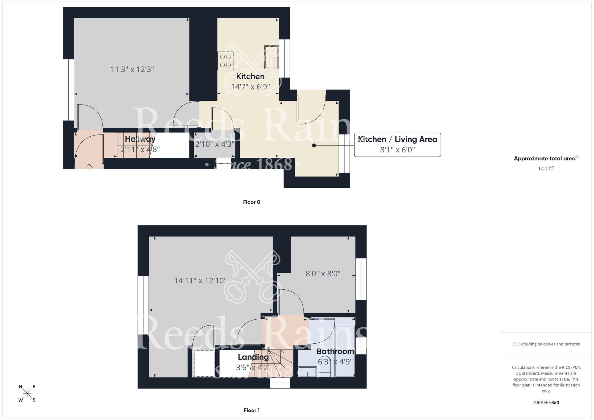 Floorplan of 2 bedroom Semi Detached House for sale, Kent Terrace, Haswell, Durham, DH6
