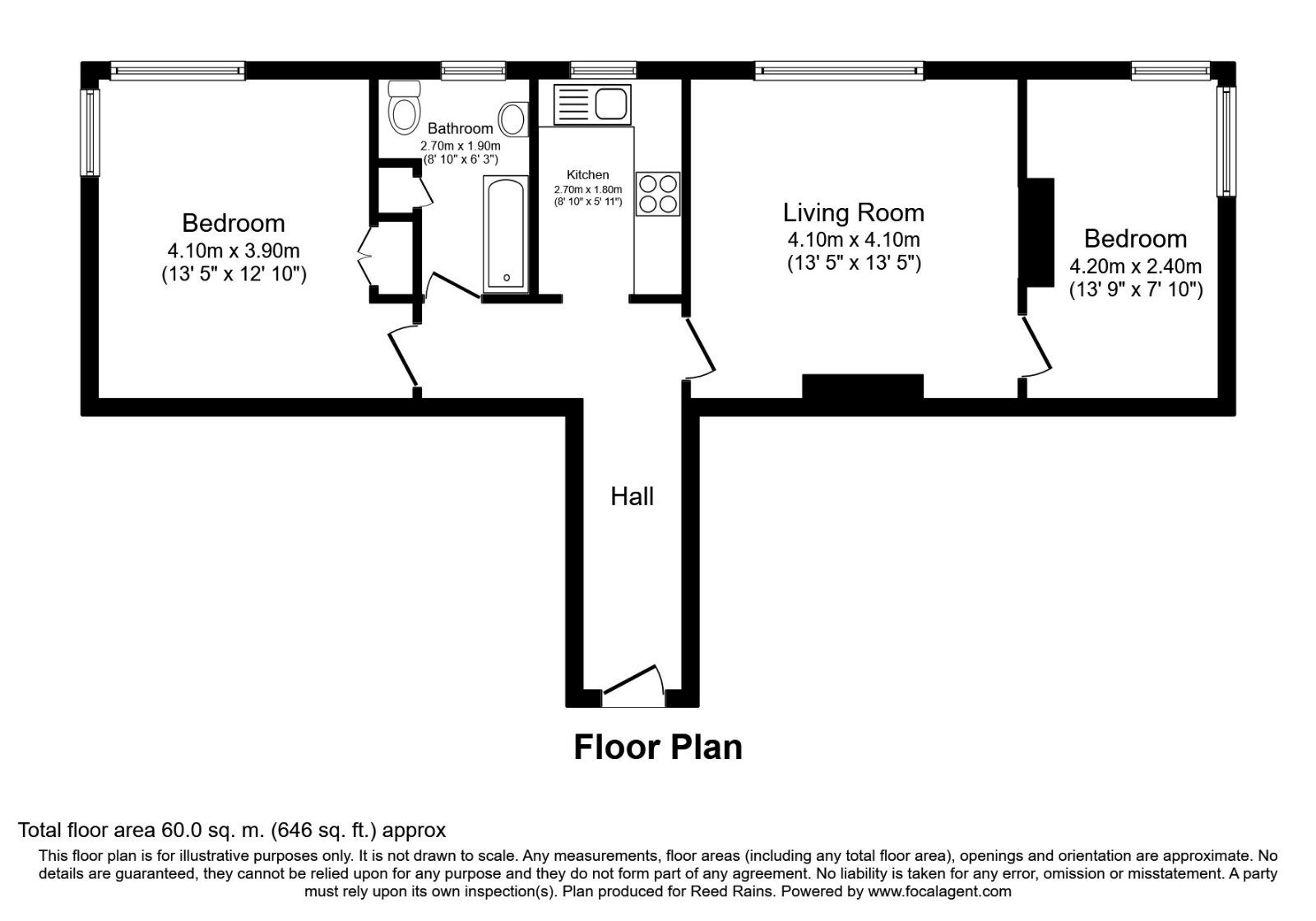 Floorplan of 2 bedroom  Flat to rent, Wilmslow Road, Manchester, M20