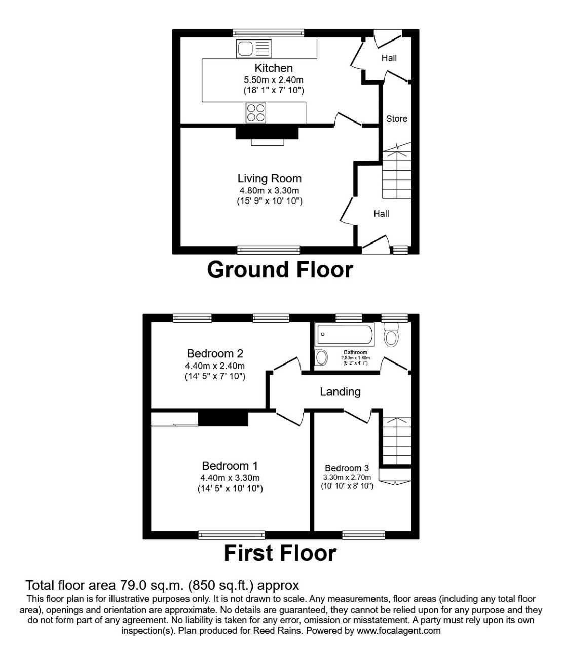 Floorplan of 3 bedroom Mid Terrace House to rent, Asquith Road, Manchester, M19