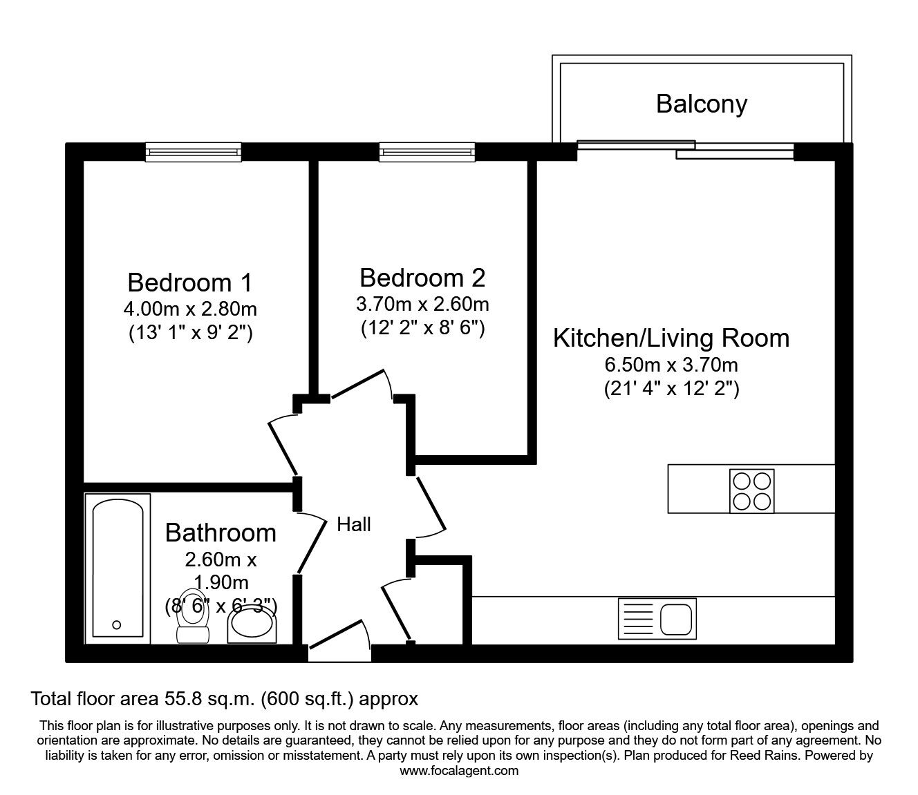 Floorplan of 2 bedroom  Flat to rent, Wilmslow Road, Manchester, Greater Manchester, M20