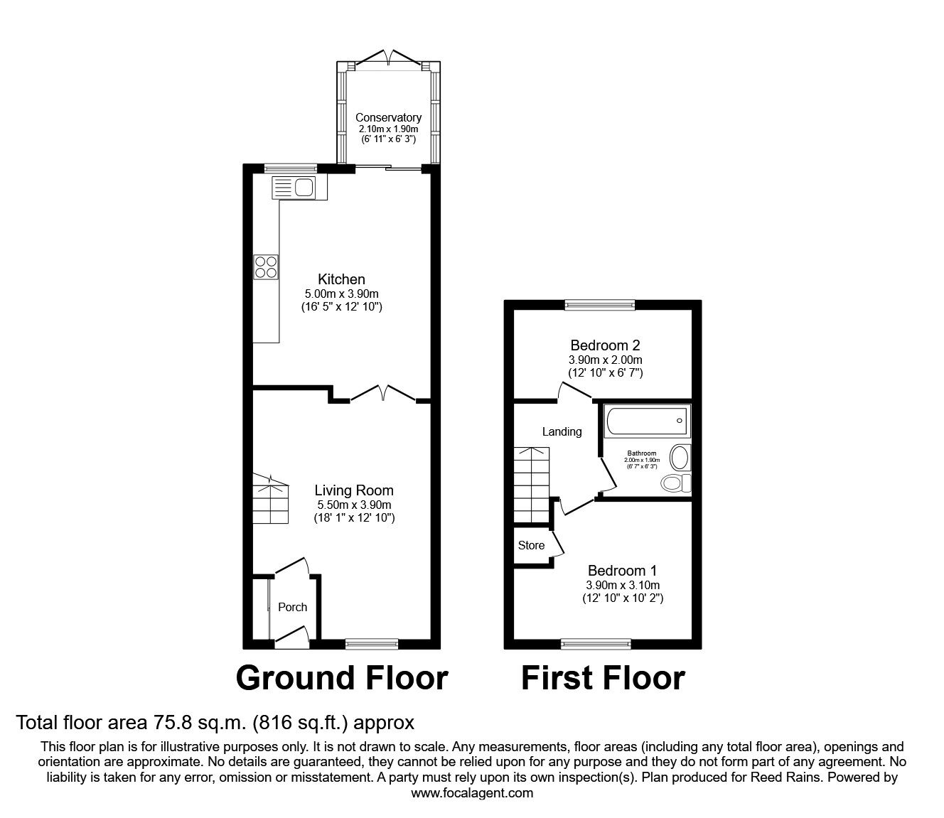 Floorplan of 2 bedroom  House for sale, Burnage Lane, Manchester, Greater Manchester, M19