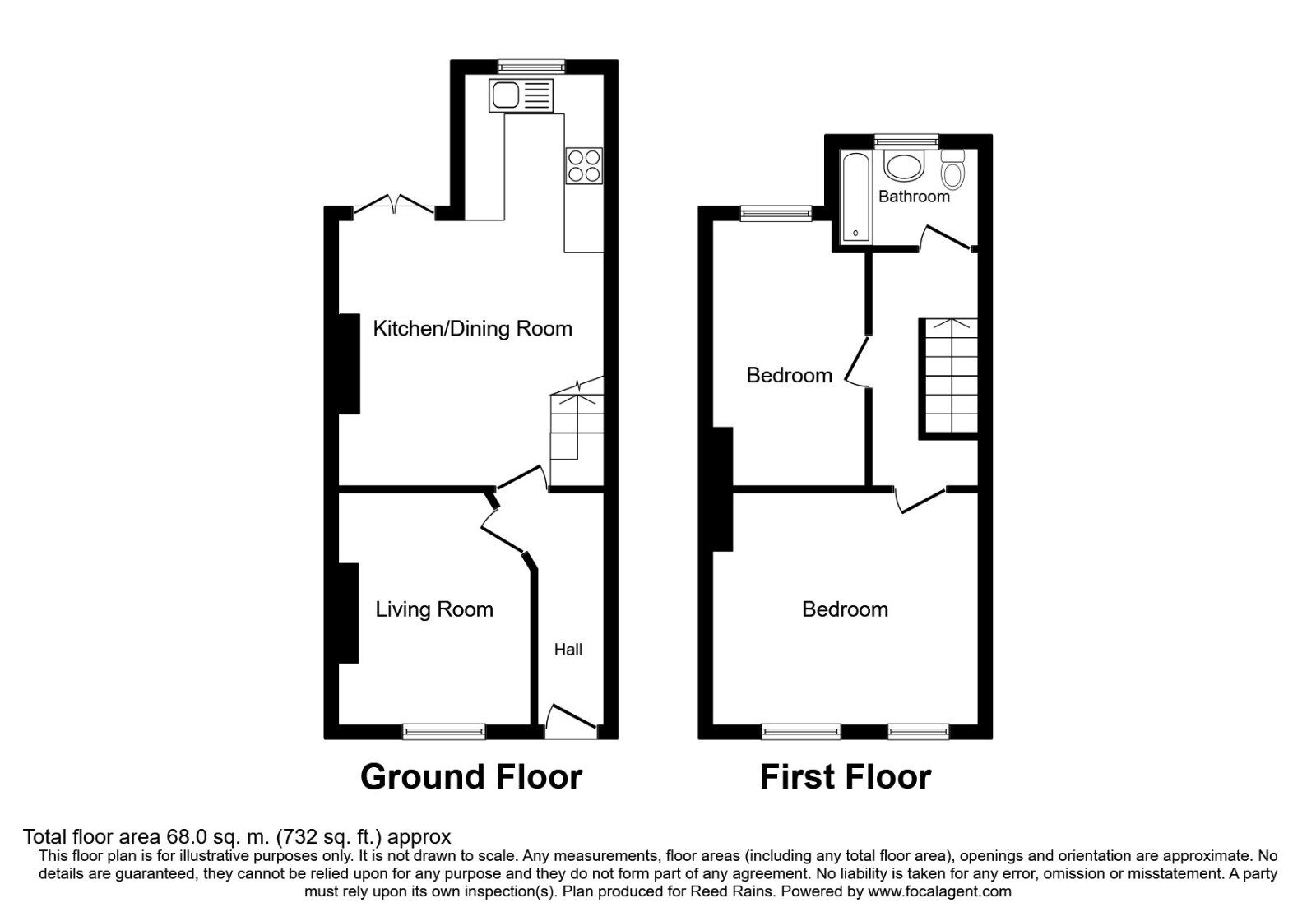 Floorplan of 2 bedroom Mid Terrace House to rent, Thornton Road, Manchester, Greater Manchester, M14