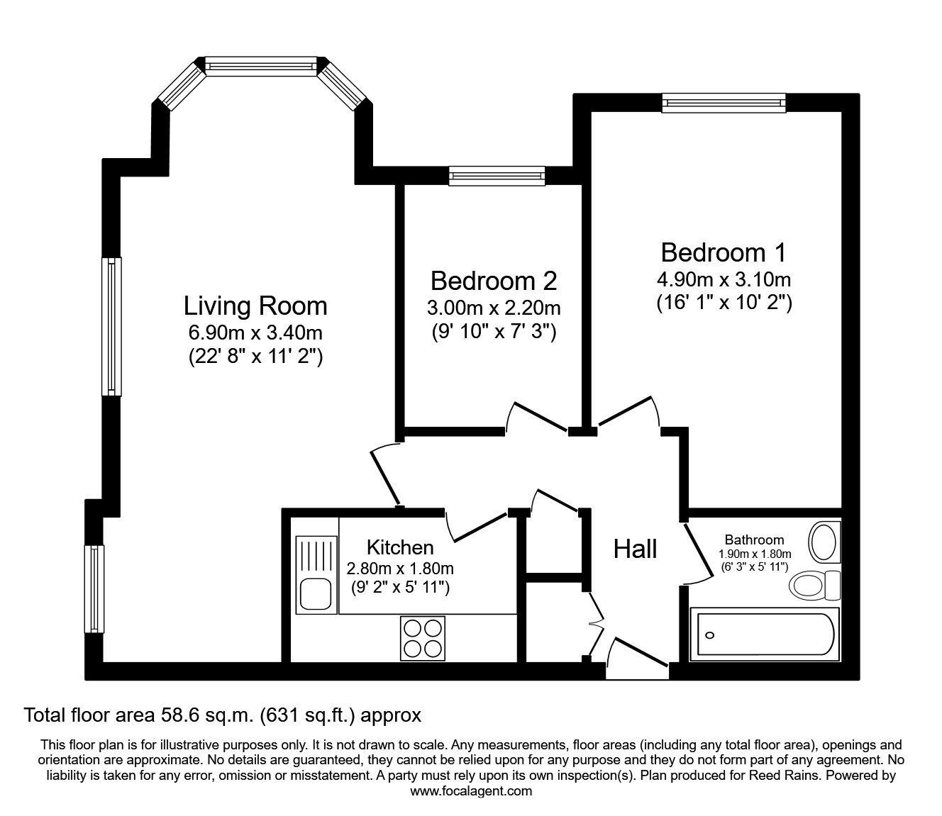 Floorplan of 2 bedroom  Flat to rent, Brigadier Close, Manchester, Greater Manchester, M20
