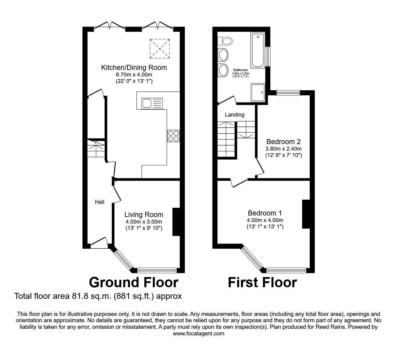 Floorplan of 2 bedroom End Terrace House to rent, School Lane, Manchester, Greater Manchester, M20