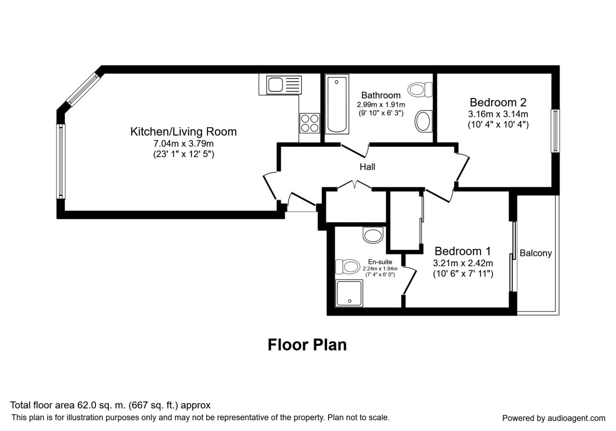 Floorplan of 2 bedroom  Property to rent, The Boulevard, Manchester, Greater Manchester, M20