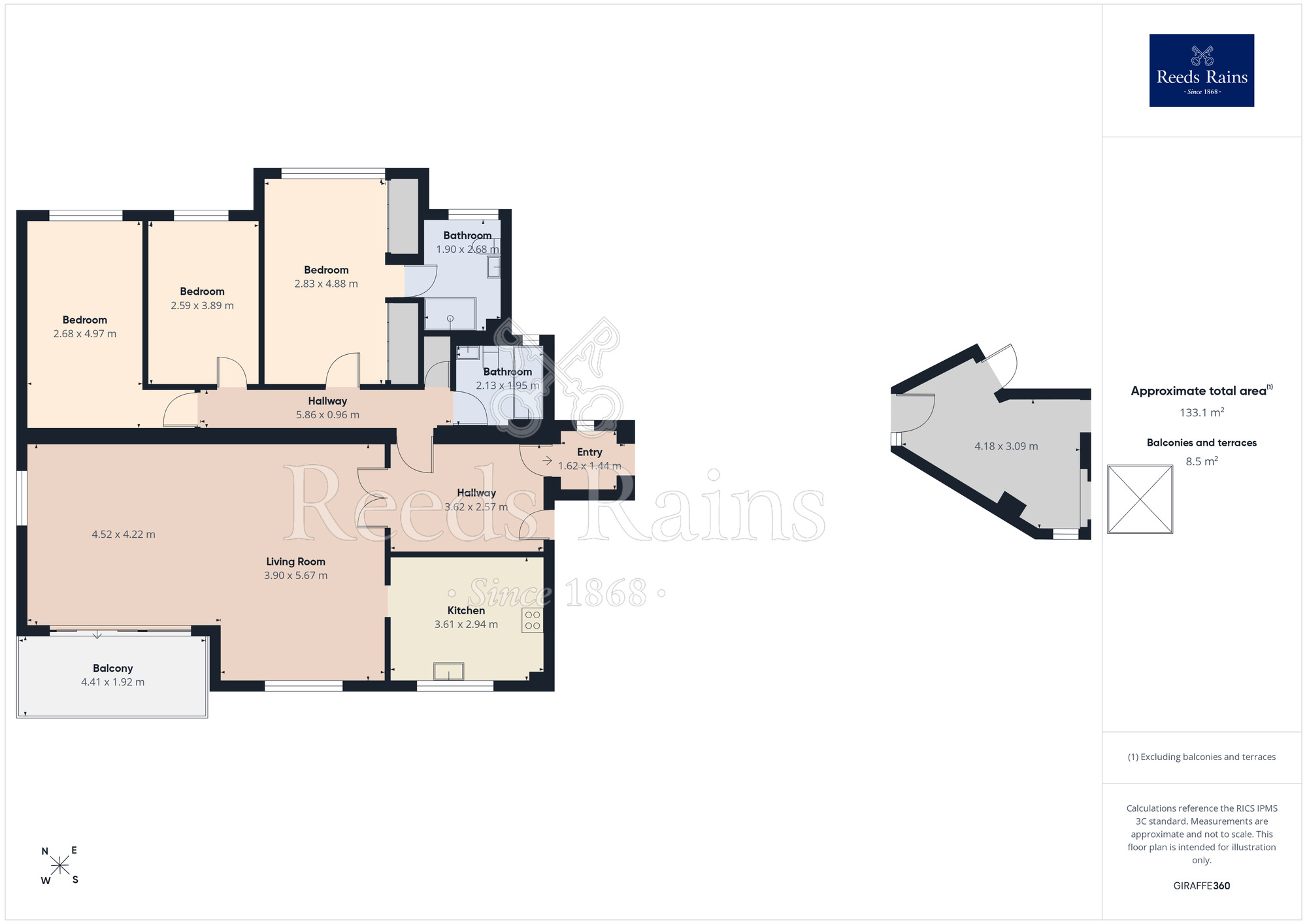 Floorplan of 3 bedroom Flat for sale, Palatine Road, Manchester, Greater Manchester, M20