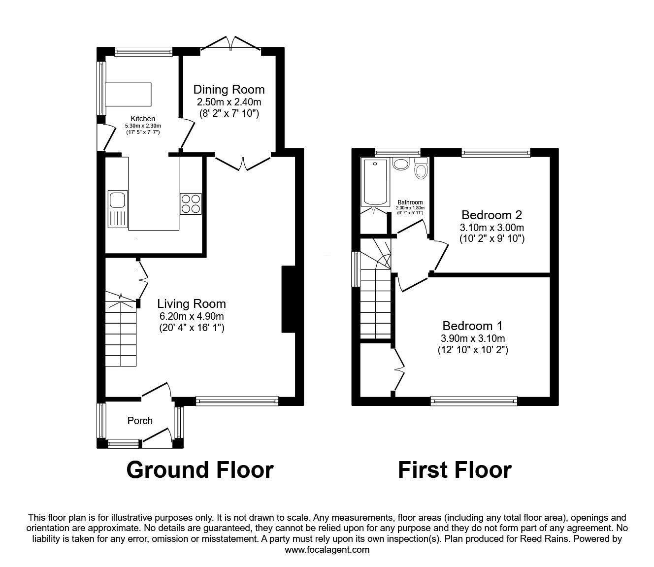 Floorplan of 2 bedroom Semi Detached House for sale, Parrs Wood Road, Manchester, Greater Manchester, M20