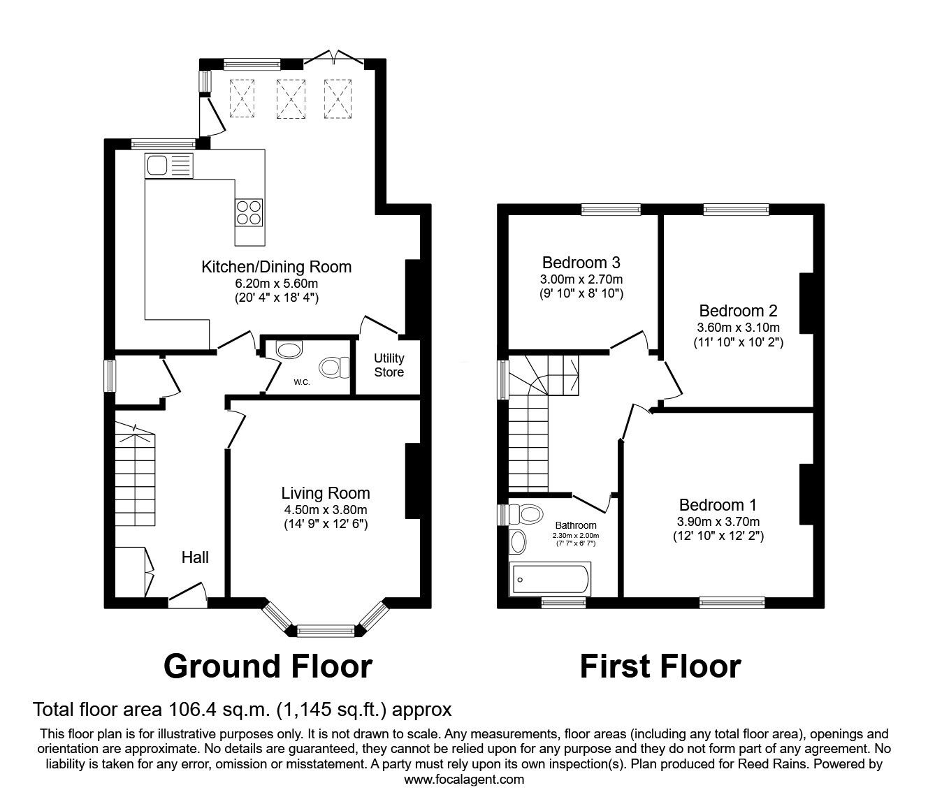 Floorplan of 3 bedroom Semi Detached House for sale, Lingard Road, Manchester, Greater Manchester, M22