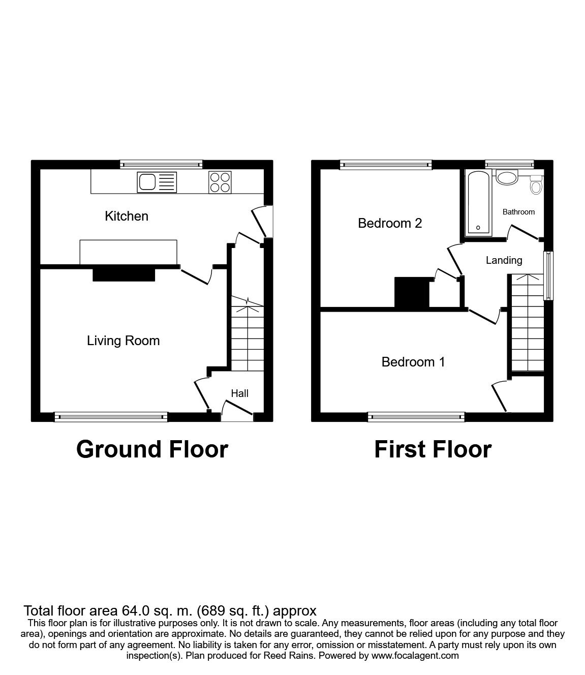 Floorplan of 2 bedroom Semi Detached House for sale, Athelstane Drive, Thurcroft, South Yorkshire, S66