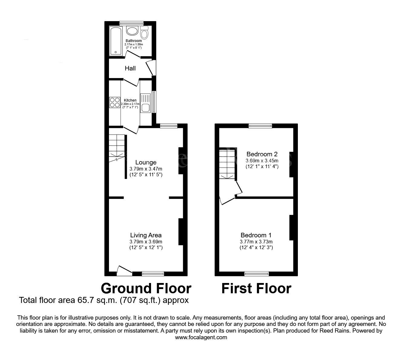 Floorplan of 2 bedroom End Terrace House for sale, Meadow Street, Dinnington, South Yorkshire, S25