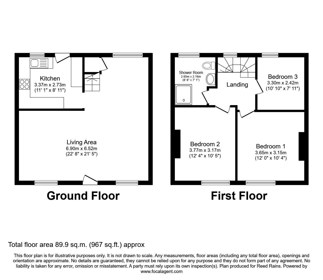 Floorplan of 3 bedroom Mid Terrace House to rent, West Street, Thurcroft, South Yorkshire, S66