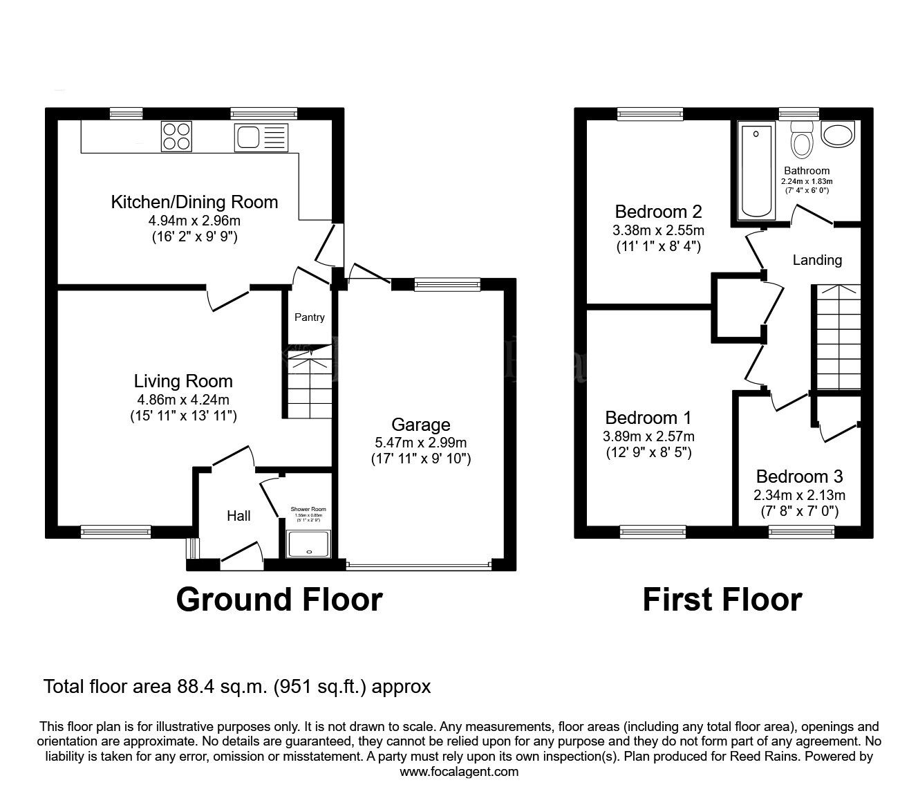 Floorplan of 3 bedroom Semi Detached House for sale, Hunters Green, Dinnington, South Yorkshire, S25