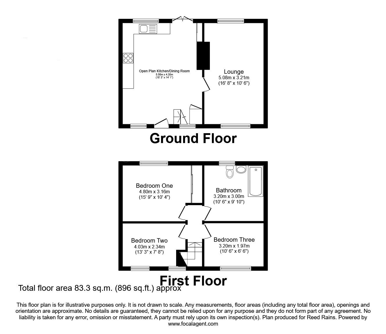 Floorplan of 3 bedroom Mid Terrace House for sale, Western Avenue, Dinnington, South Yorkshire, S25