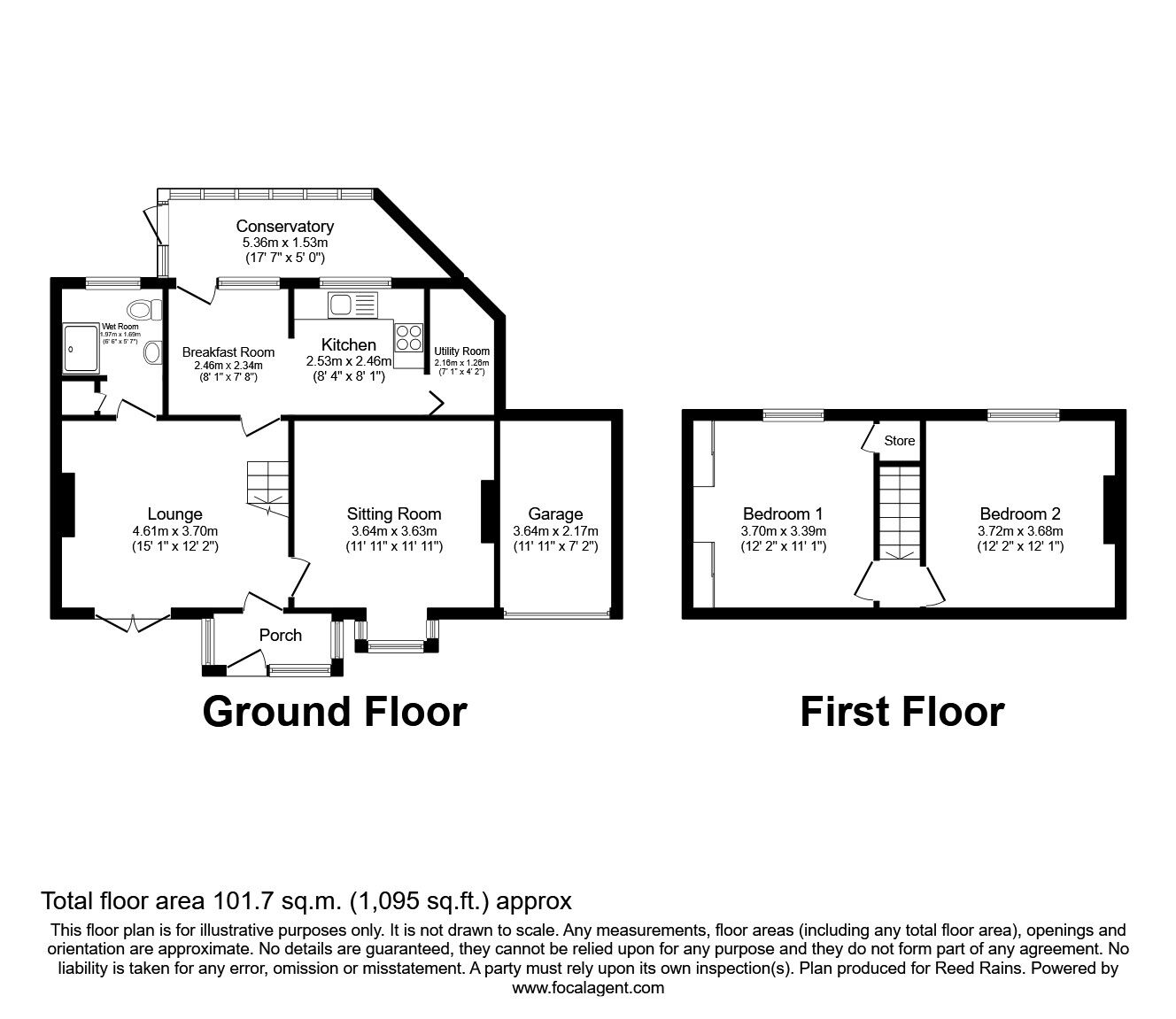Floorplan of 2 bedroom Detached House for sale, Meadow Street, Dinnington, South Yorkshire, S25