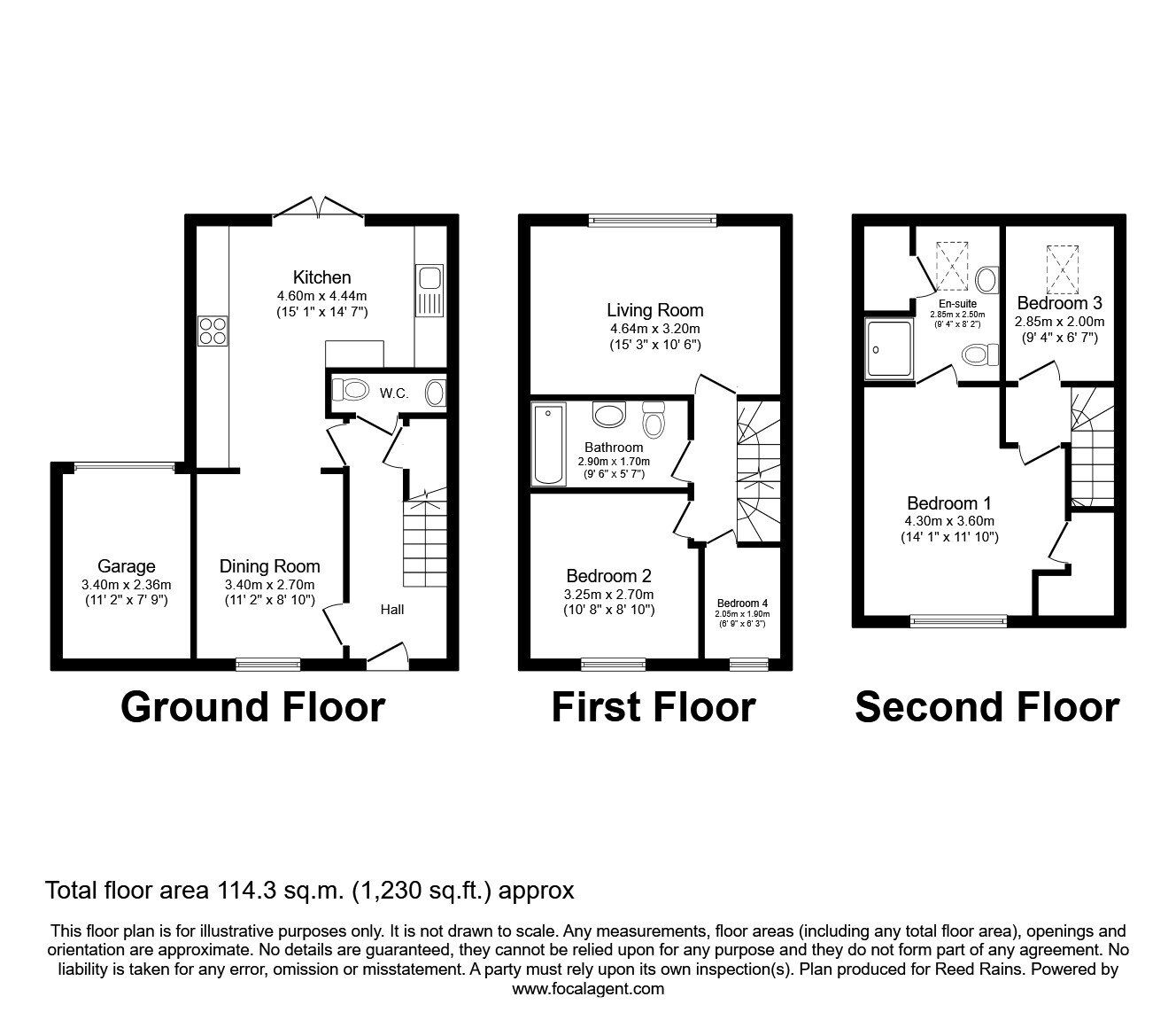 Floorplan of 4 bedroom Link Detached House to rent, Haydock Chase, Laughton Common, Sheffield, S25