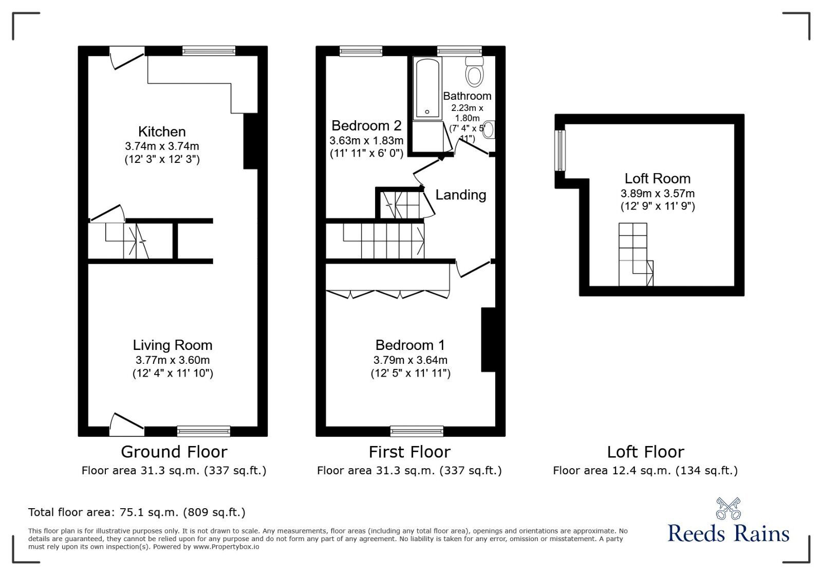 Floorplan of 2 bedroom Mid Terrace House to rent, Speedwell Place, Worksop, Nottinghamshire, S80