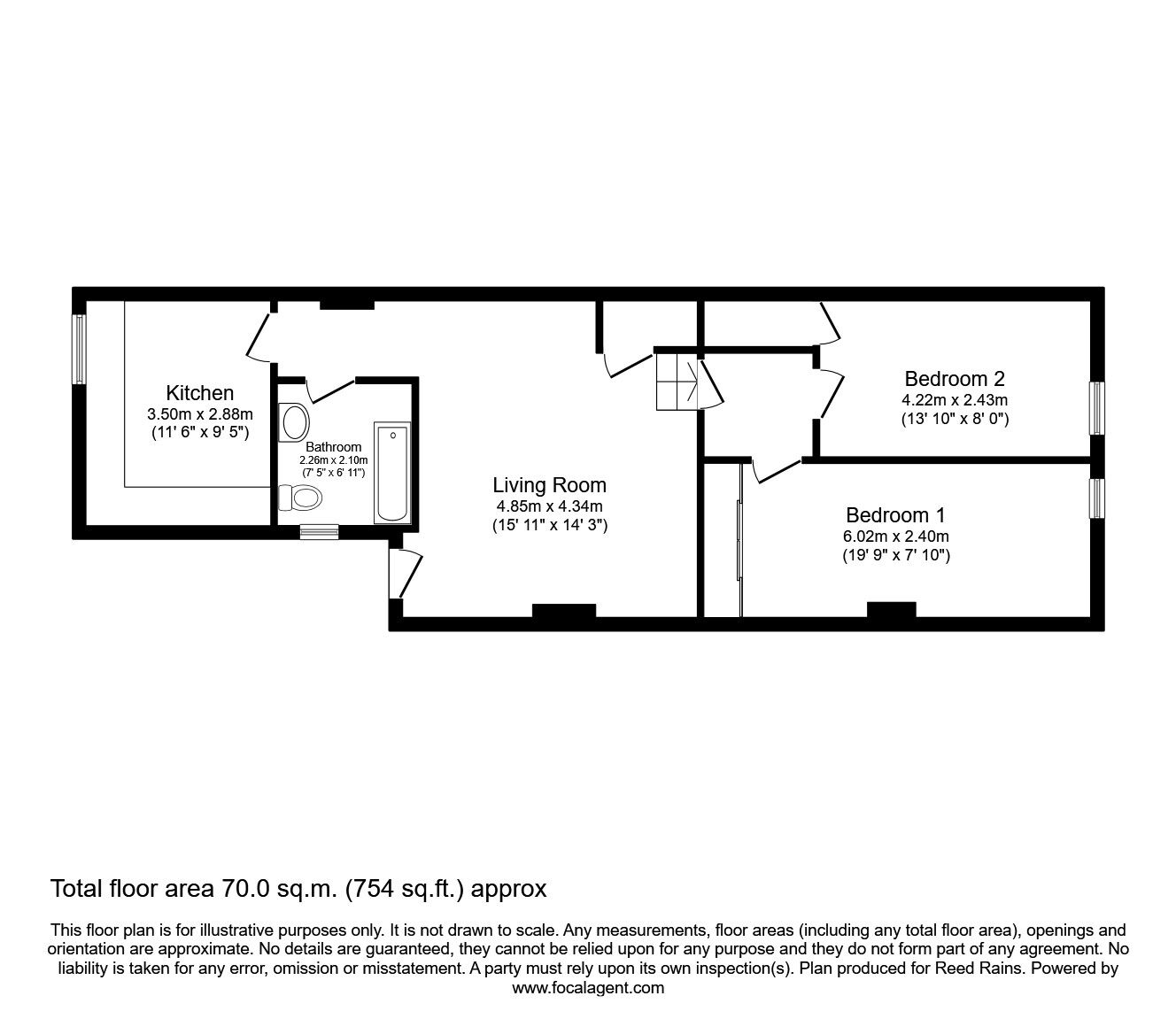 Floorplan of 2 bedroom  Flat to rent, Laughton Road, Dinnington, South Yorkshire, S25