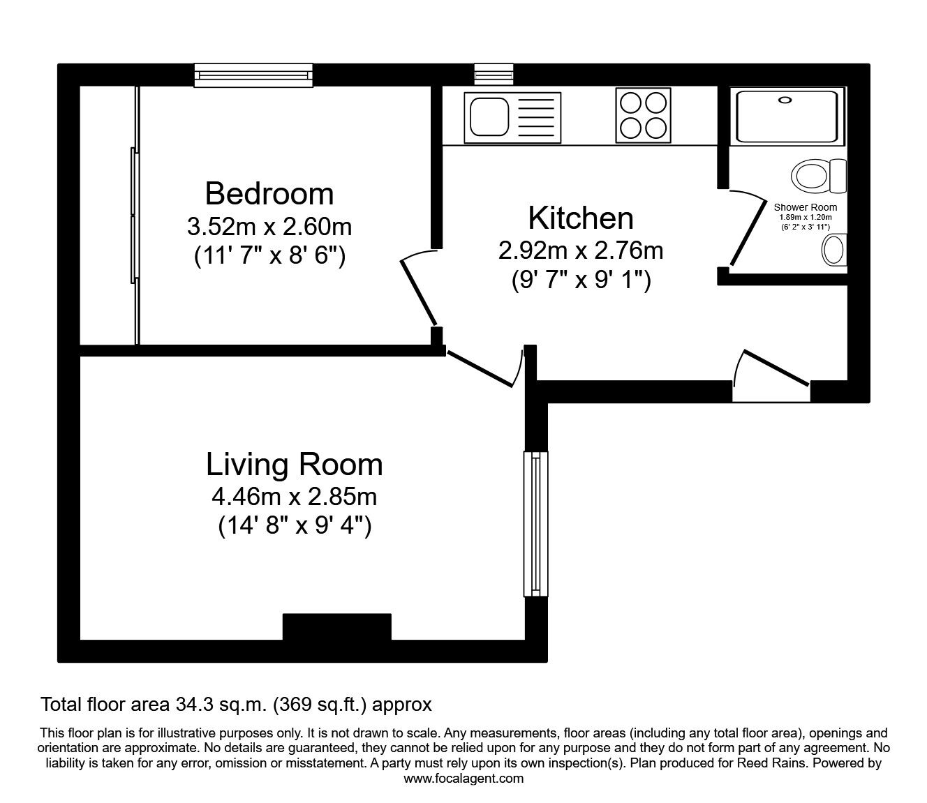 Floorplan of 1 bedroom Flat to rent, Laughton Road, Dinnington, South Yorkshire, S25
