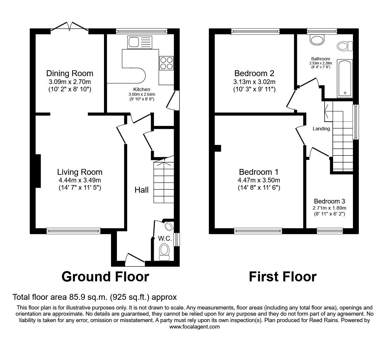 Floorplan of 3 bedroom Semi Detached House to rent, Nursery Crescent, North Anston, South Yorkshire, S25