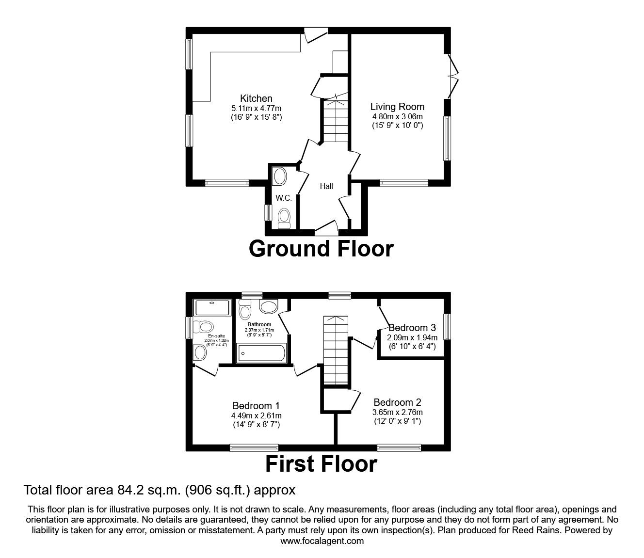 Floorplan of 3 bedroom Detached House for sale, Levett Drive, Thurcroft, South Yorkshire, S66
