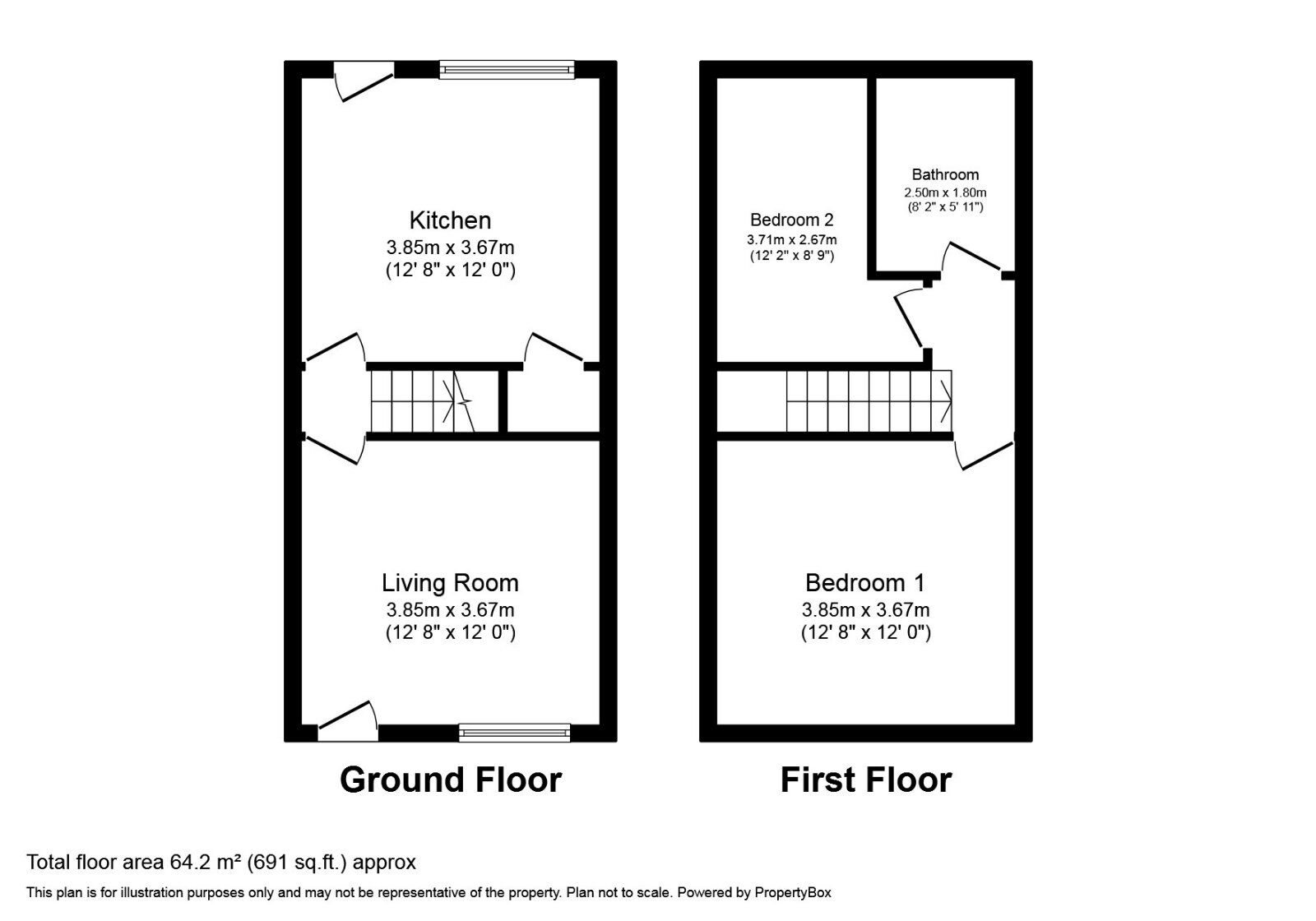 Floorplan of 2 bedroom Mid Terrace House to rent, High Street, South Anston, South Yorkshire, S25