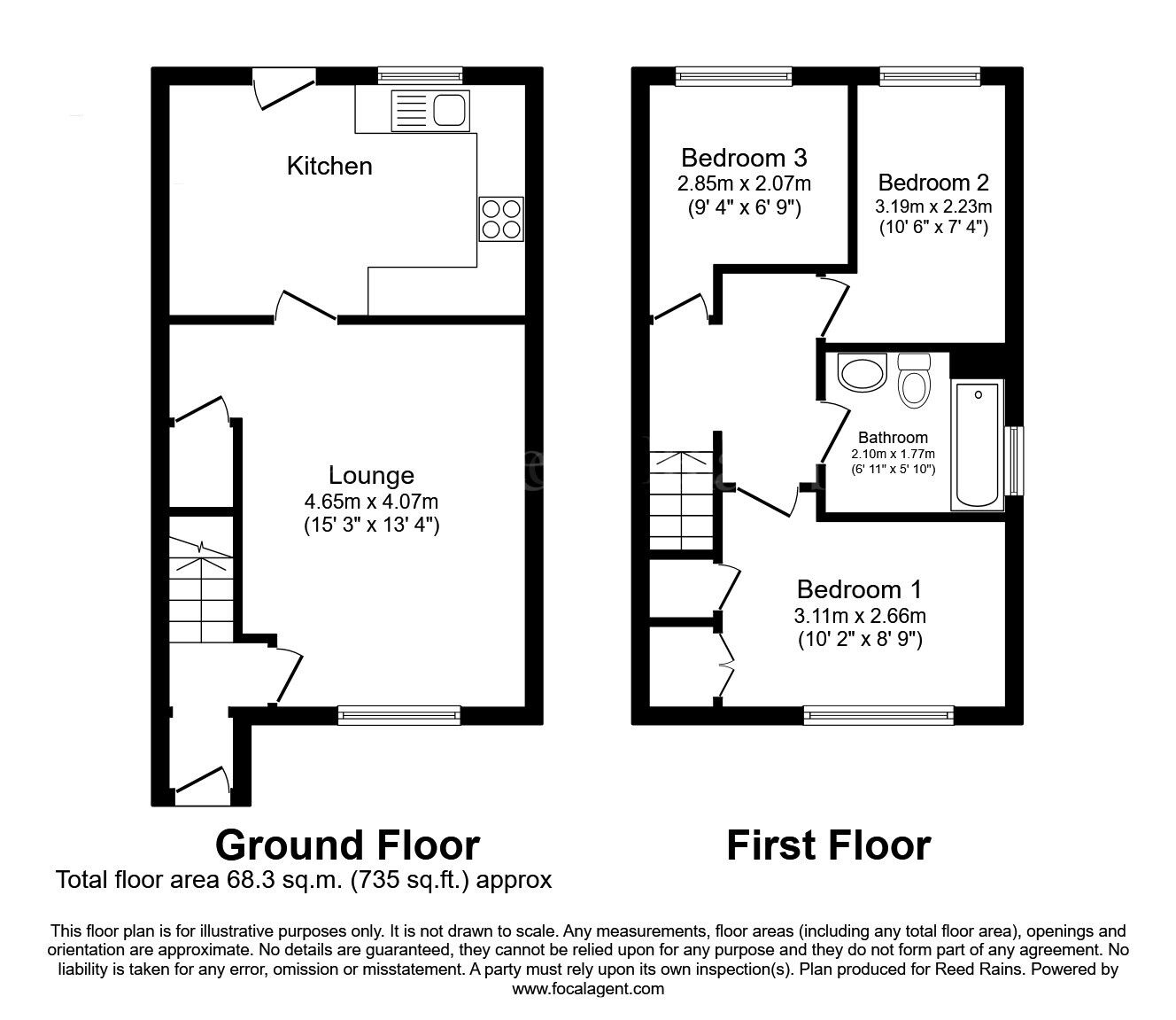 Floorplan of 3 bedroom Semi Detached House for sale, Hunters Drive, Dinnington, South Yorkshire, S25