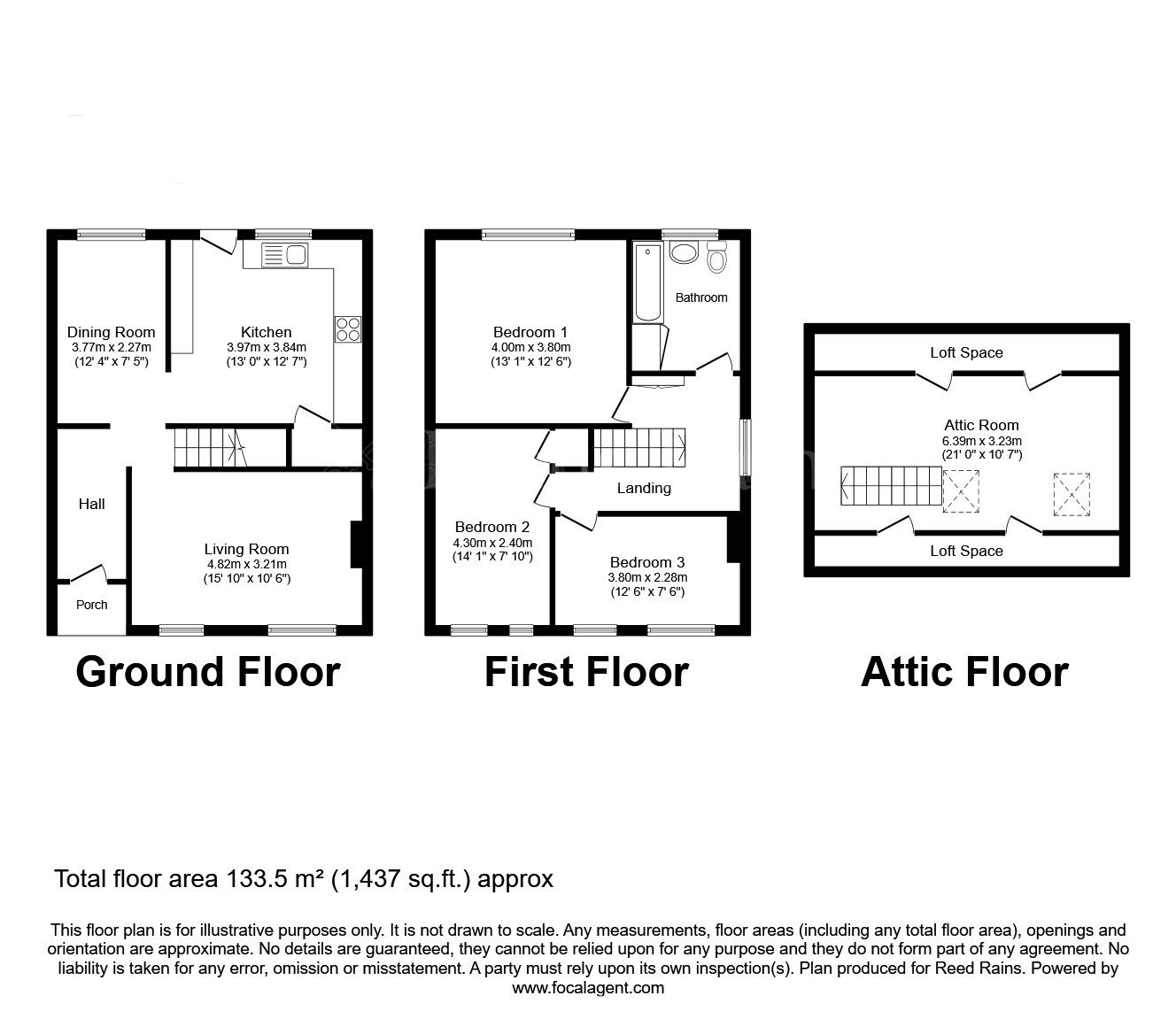 Floorplan of 3 bedroom  House for sale, Sheffield Road, South Anston, South Yorkshire, S25