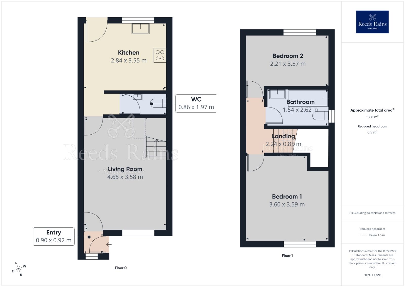 Floorplan of 2 bedroom End Terrace House to rent, Doe Quarry Lane, Dinnington, South Yorkshire, S25