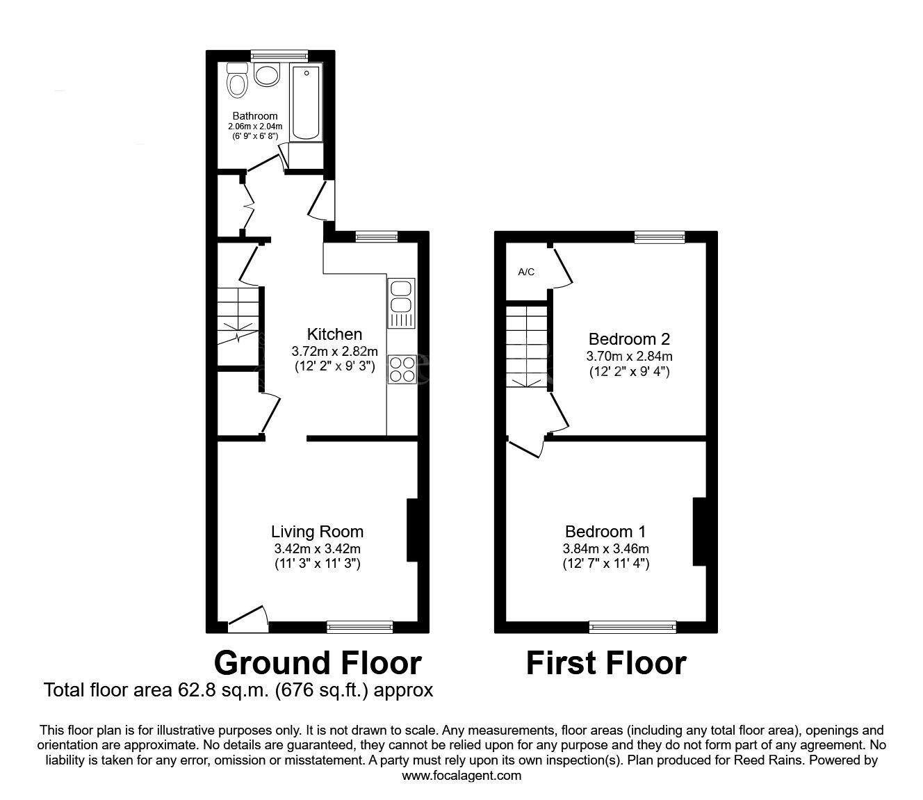 Floorplan of 2 bedroom Mid Terrace House for sale, Silverdales, Dinnington, South Yorkshire, S25
